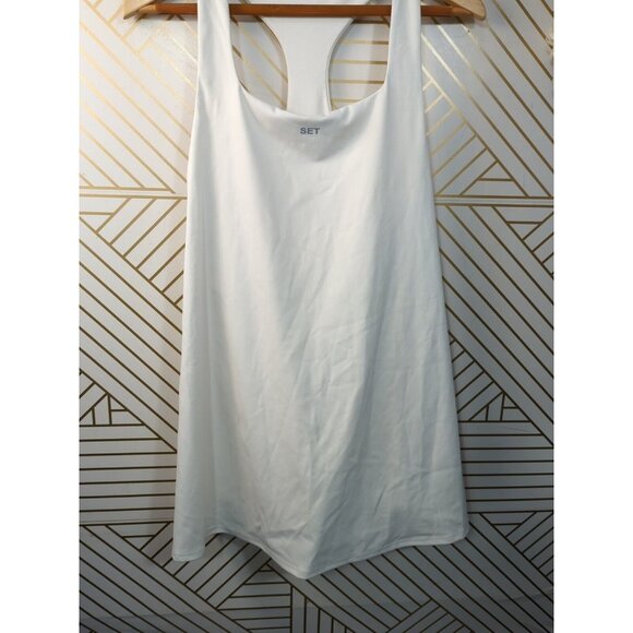 SET ACTIVE Women's White Athletic Dress Sleeveless Shorts Attached Size Large - Picture 3 of 7